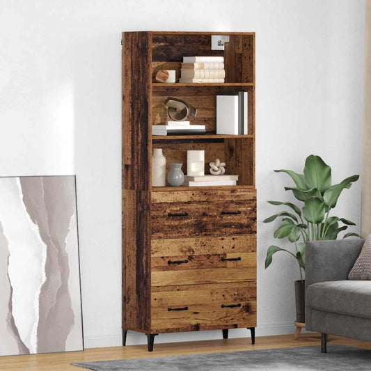 vidaXL Highboard Παλιό Ξύλο 69,5 x 34 x 180 εκ. Επεξεργασμένο ξύλο