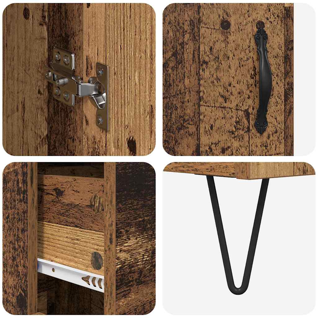 vidaXL Highboard με συρτάρι 2 pcs Παλιό ξύλο Μηχανική ξυλεία και γυαλί