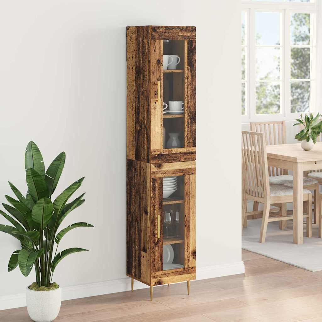 vidaXL Highboard 2 pcs Παλιό Ξύλο Γυαλί