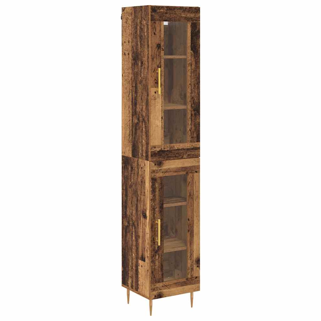vidaXL Highboard 2 pcs Παλιό Ξύλο Γυαλί