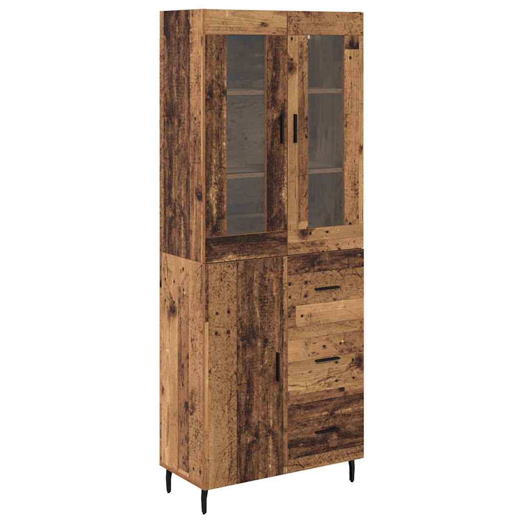 vidaXL Highboard με συρτάρι 2 pcs Παλιό Ξύλο Επεξεργασμένο ξύλο