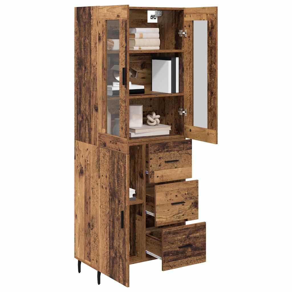 vidaXL Highboard με συρτάρι 2 pcs Παλιό Ξύλο Επεξεργασμένο ξύλο
