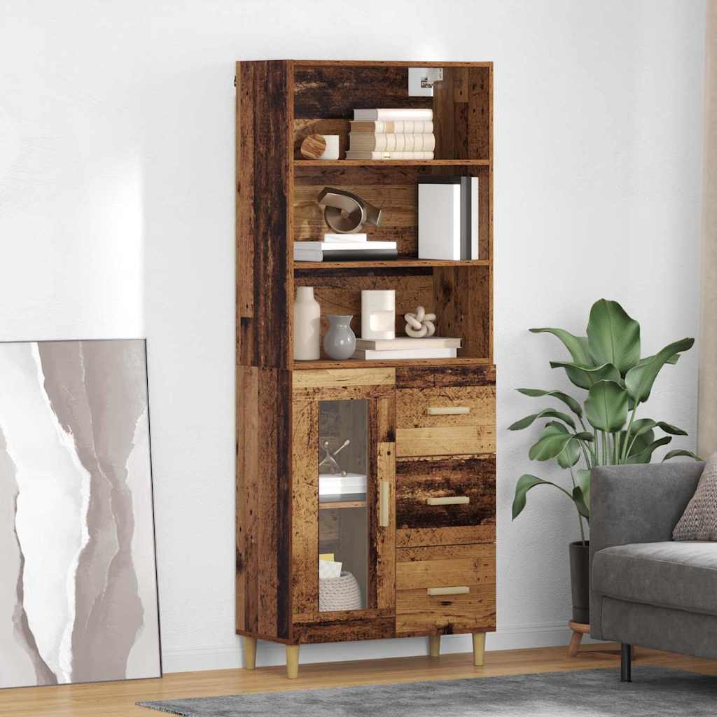 vidaXL Highboard Παλαιό ξύλο 69,5 x 34 x 180 εκ. Επεξεργασμένο ξύλο