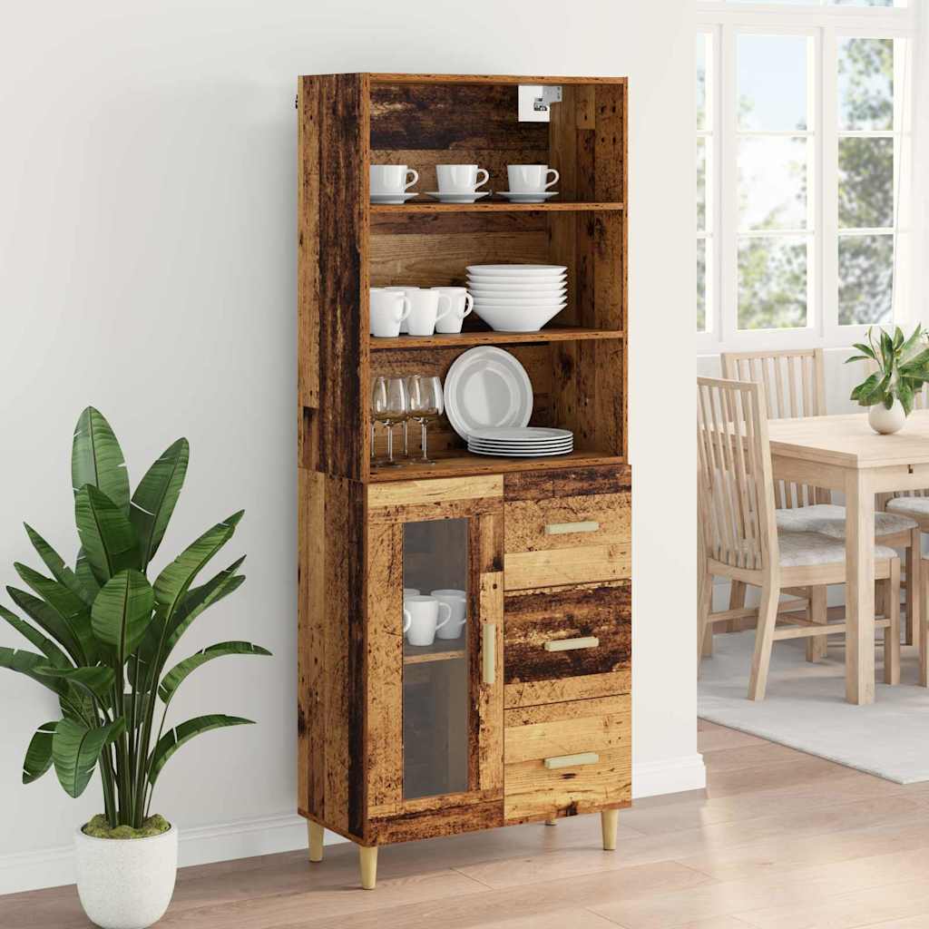 vidaXL Highboard Παλαιό ξύλο 69,5 x 34 x 180 εκ. Επεξεργασμένο ξύλο