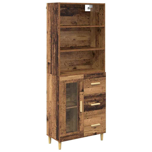 vidaXL Highboard Παλαιό ξύλο 69,5 x 34 x 180 εκ. Επεξεργασμένο ξύλο