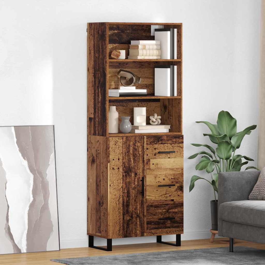 vidaXL Highboard Παλιό ξύλο 69,5 x 34 x 180 εκ. Επεξεργασμένο ξύλο