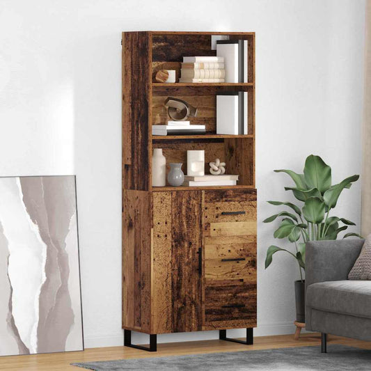 vidaXL Highboard Παλιό ξύλο 69,5 x 34 x 180 εκ. Επεξεργασμένο ξύλο