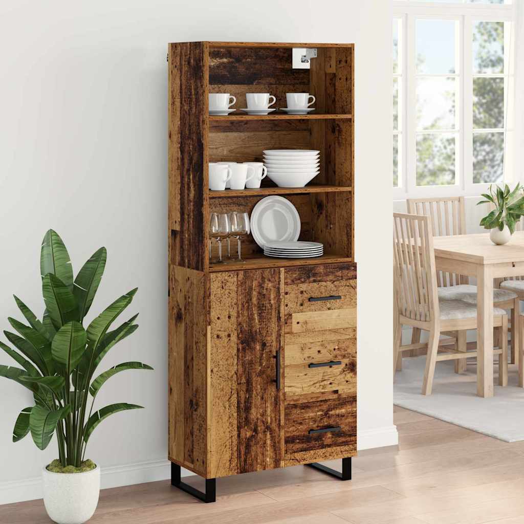 vidaXL Highboard Παλιό ξύλο 69,5 x 34 x 180 εκ. Επεξεργασμένο ξύλο