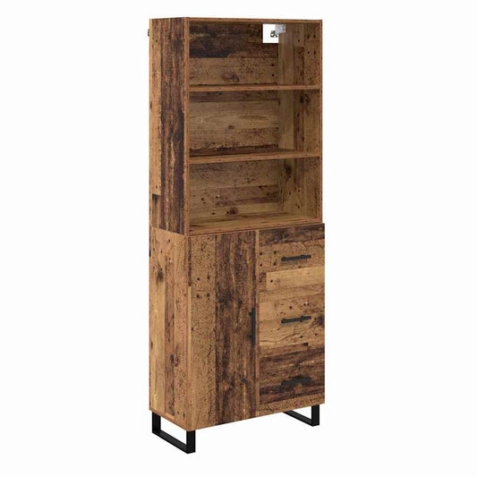 vidaXL Highboard Παλιό ξύλο 69,5 x 34 x 180 εκ. Επεξεργασμένο ξύλο