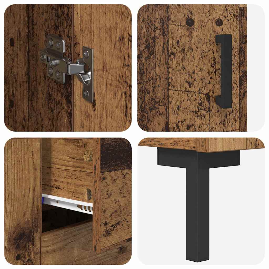 vidaXL Highboard Επιτοίχιο 2 pcs Παλιό ξύλο 69,5 x 34 x 180 εκ.