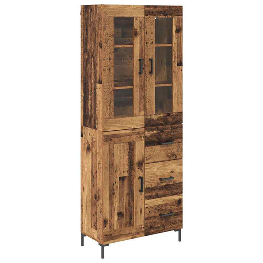 vidaXL Highboard με συρτάρι 2 pcs Παλιό ξύλο Επεξεργασμένο ξύλο