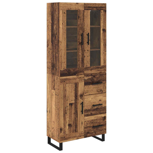 vidaXL Highboard με συρτάρι 2 pcs Παλιό Ξύλο Επεξεργασμένο ξύλο