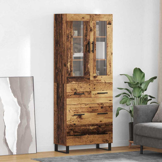 vidaXL Highboard με συρτάρι 2 pcs Παλιό Ξύλο Επεξεργασμένο ξύλο