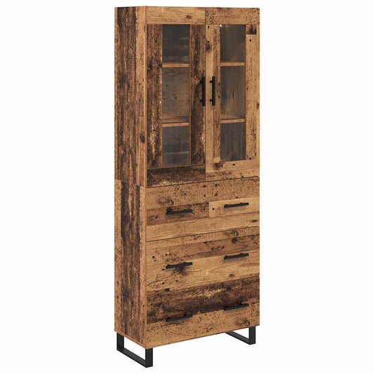 vidaXL Highboard με συρτάρι 2 pcs Παλιό Ξύλο Επεξεργασμένο ξύλο