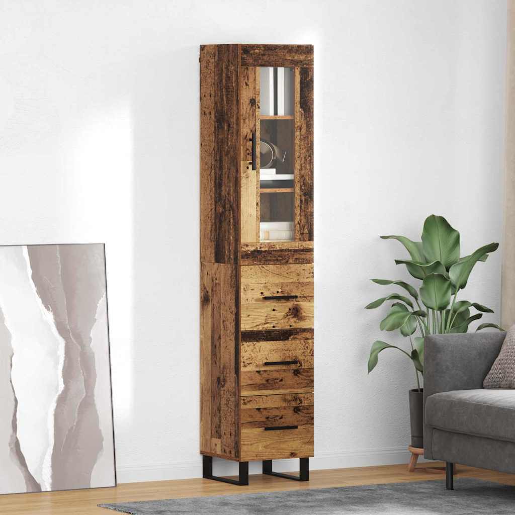 vidaXL Highboard Παλιό Ξύλο 69,5 x 34 x 180 εκ. Επεξεργασμένο ξύλο