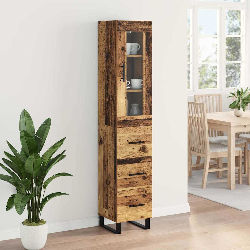 vidaXL Highboard Παλιό Ξύλο 69,5 x 34 x 180 εκ. Επεξεργασμένο ξύλο