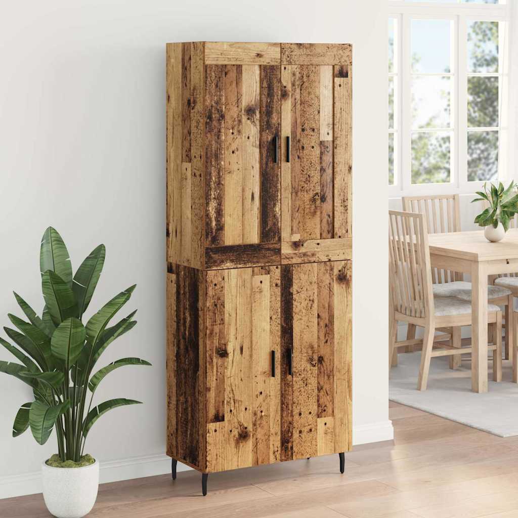 vidaXL Highboard 2 pcs Παλιό Ξύλο Σύνθετο Ξύλο και Γυαλί