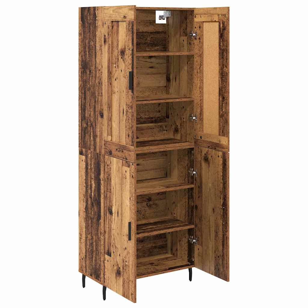 vidaXL Highboard 2 pcs Παλιό Ξύλο Σύνθετο Ξύλο και Γυαλί