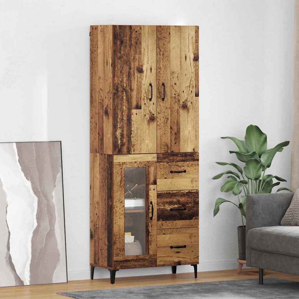 Highboard Επιτοίχιο Παλιό Ξύλο 69,5 x 34 x 180 εκ. Επεξεργασμένο ξύλο