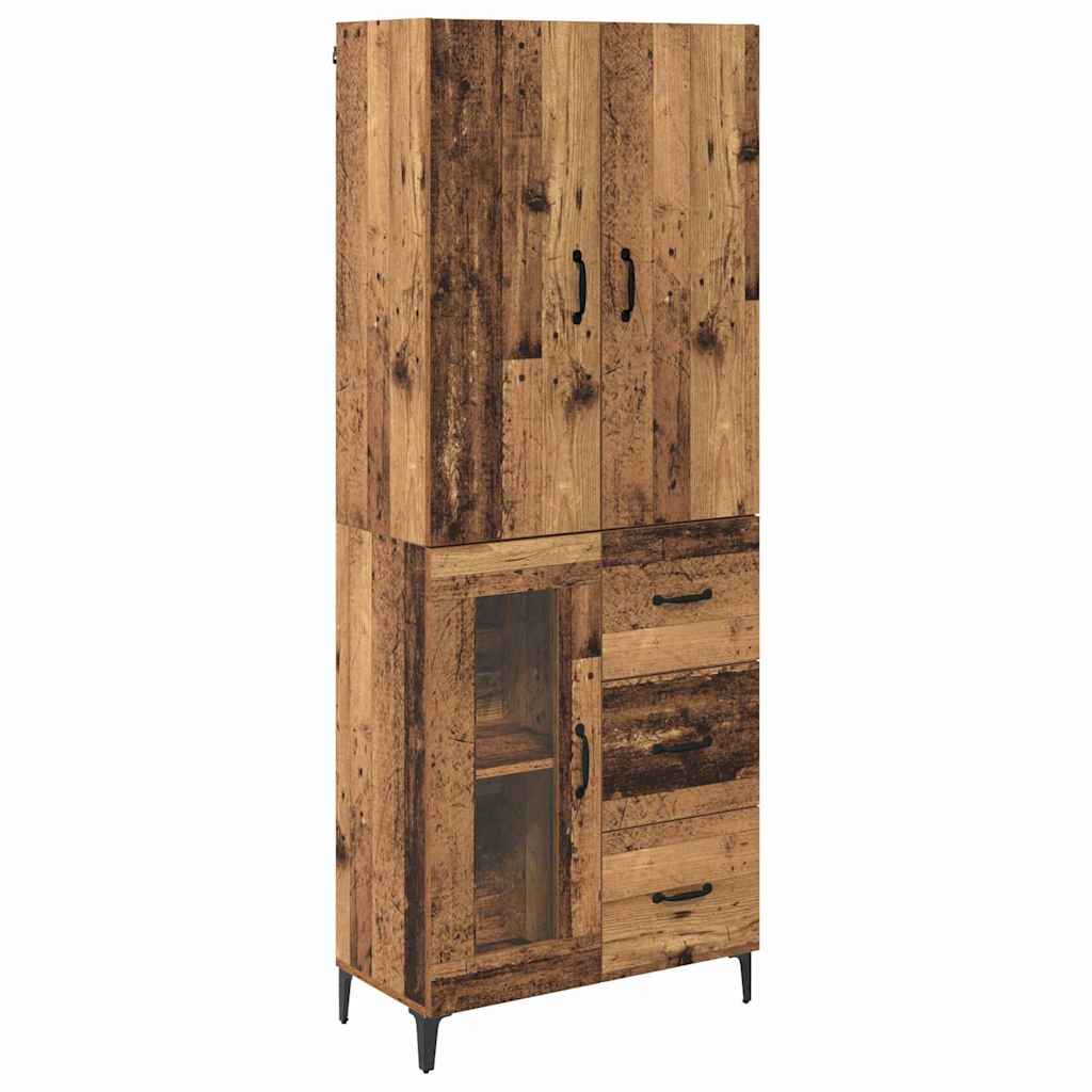 Highboard Επιτοίχιο Παλιό Ξύλο 69,5 x 34 x 180 εκ. Επεξεργασμένο ξύλο