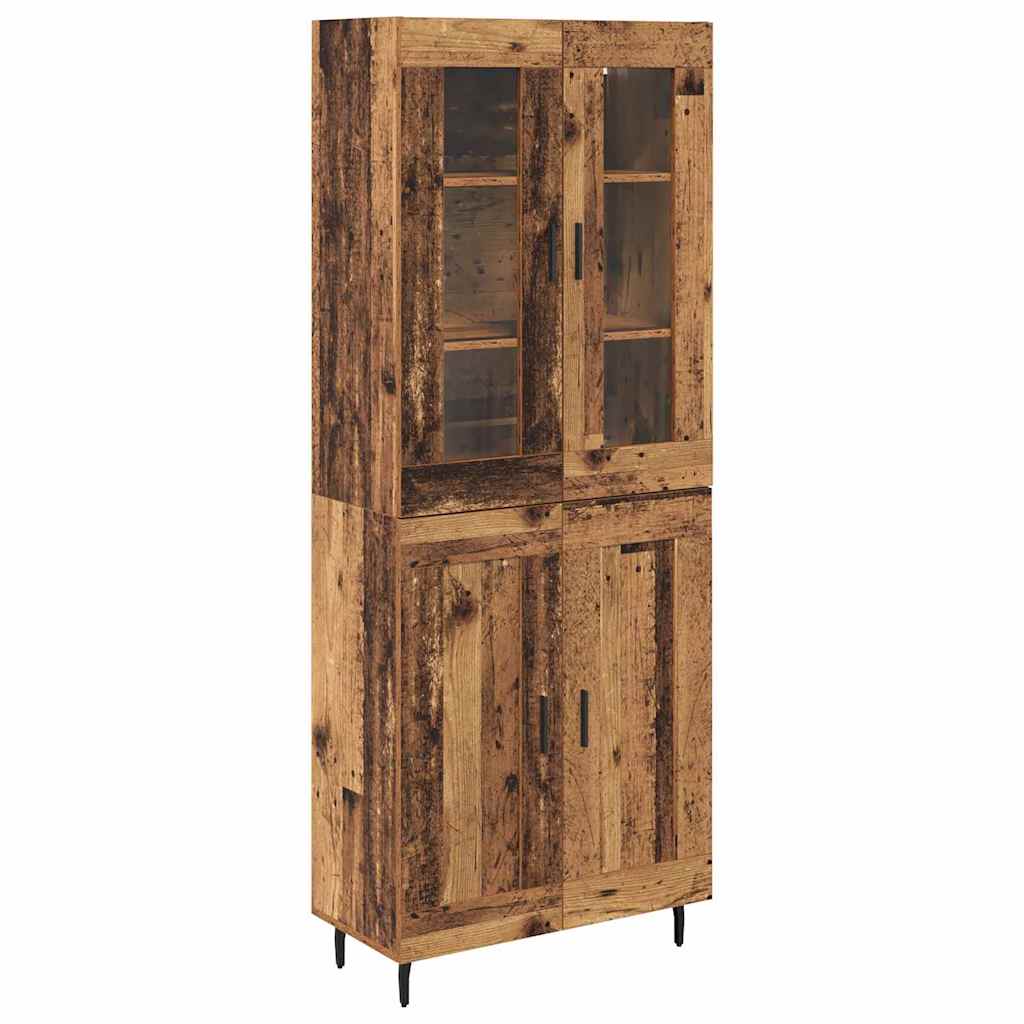vidaXL Highboard 2 pcs Παλιό Ξύλο Σύνθετο Ξύλο και Γυαλί