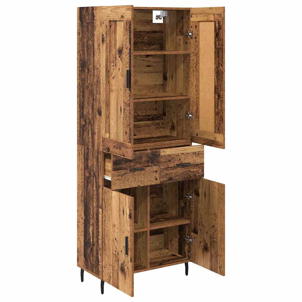 vidaXL Highboard με συρτάρι 2 pcs Παλιό Ξύλο Σύνθετο Ξύλο και Γυαλί