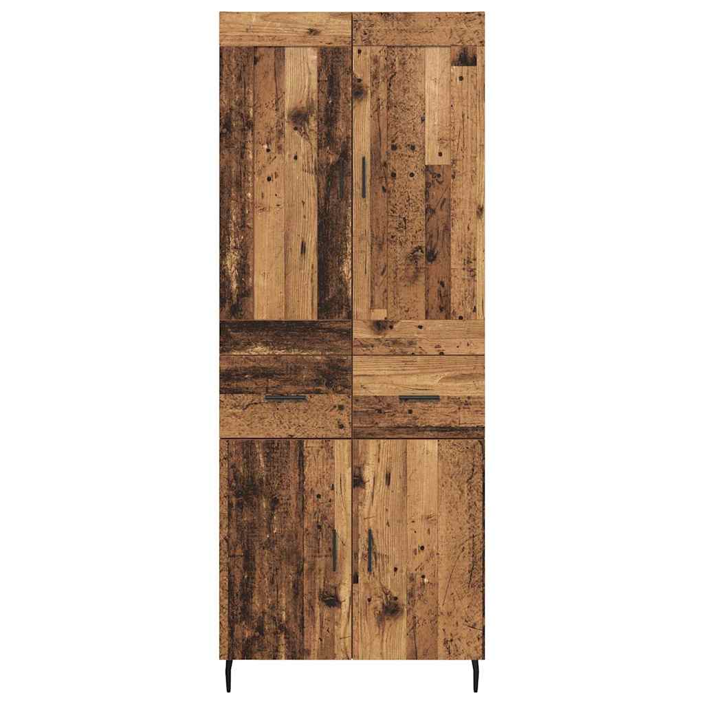 vidaXL Highboard με συρτάρι 2 pcs Παλιό Ξύλο Σύνθετο Ξύλο και Γυαλί