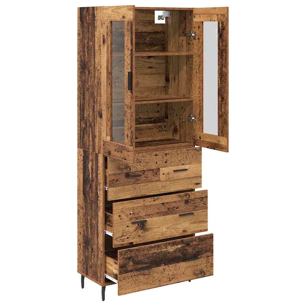 vidaXL Highboard με συρτάρι 2 pcs Παλιό Ξύλο Επεξεργασμένο ξύλο