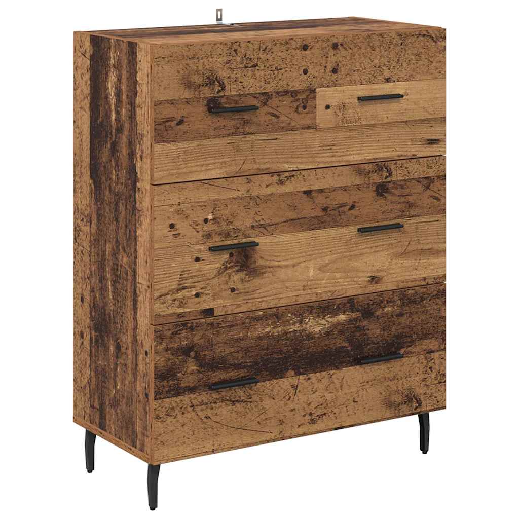 vidaXL Highboard με συρτάρι 2 pcs Παλιό Ξύλο Επεξεργασμένο ξύλο
