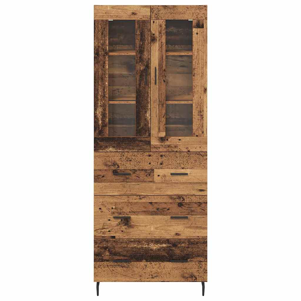 vidaXL Highboard με συρτάρι 2 pcs Παλιό Ξύλο Επεξεργασμένο ξύλο