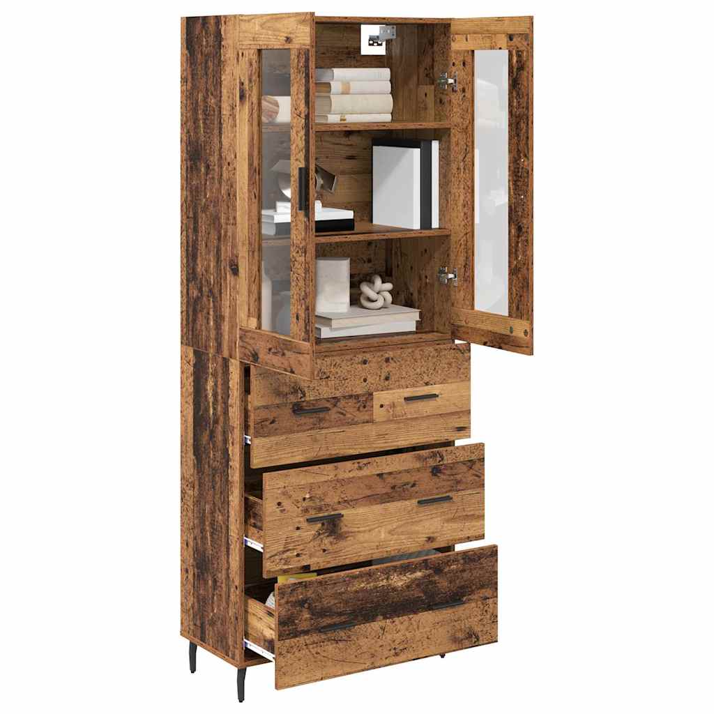 vidaXL Highboard με συρτάρι 2 pcs Παλιό Ξύλο Επεξεργασμένο ξύλο