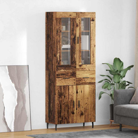vidaXL Highboard με συρτάρι 2 pcs Παλιό Ξύλο Επεξεργασμένο ξύλο