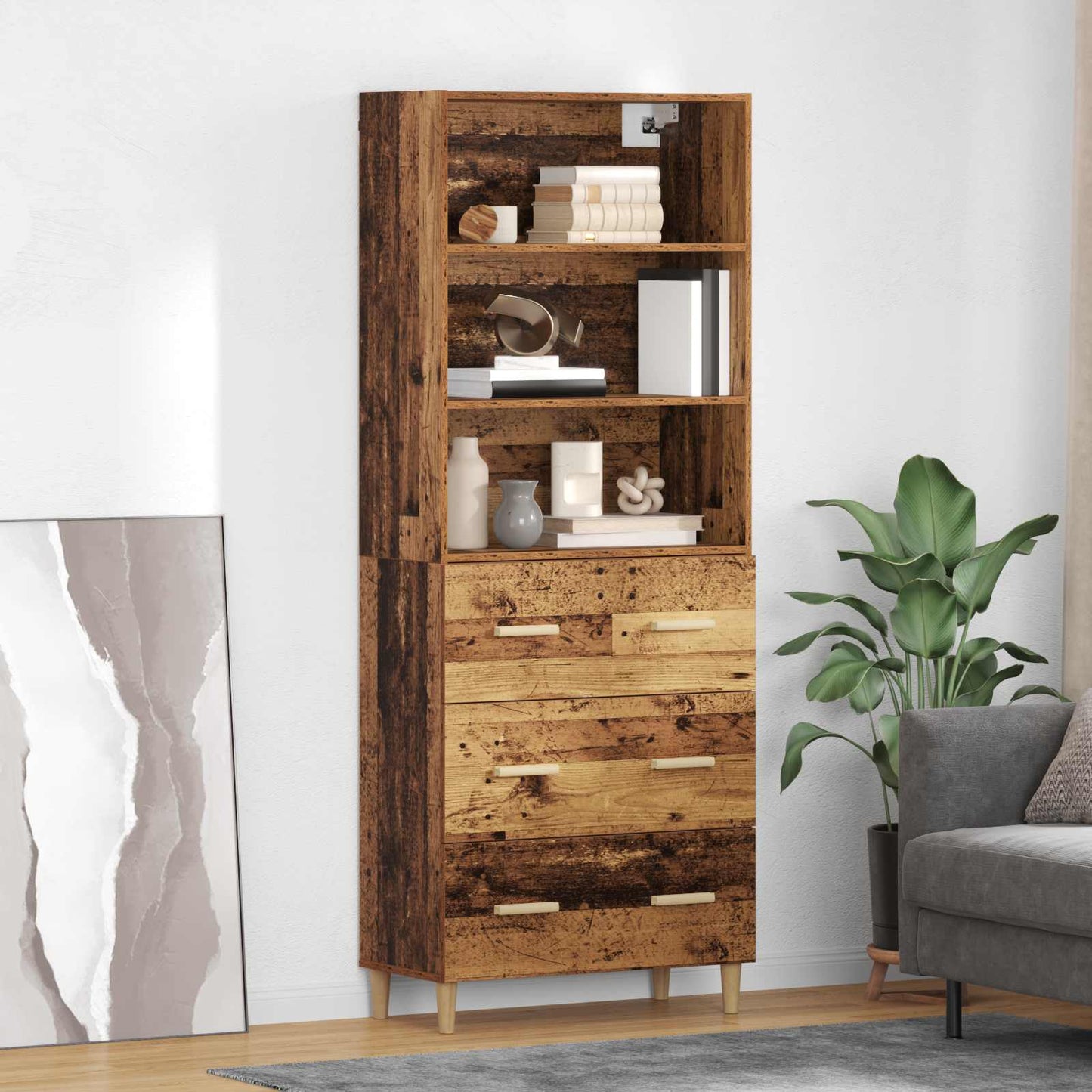 vidaXL Highboard Παλιό Ξύλο 69,5 x 32,5 x 180 εκ Επεξεργασμένο ξύλο