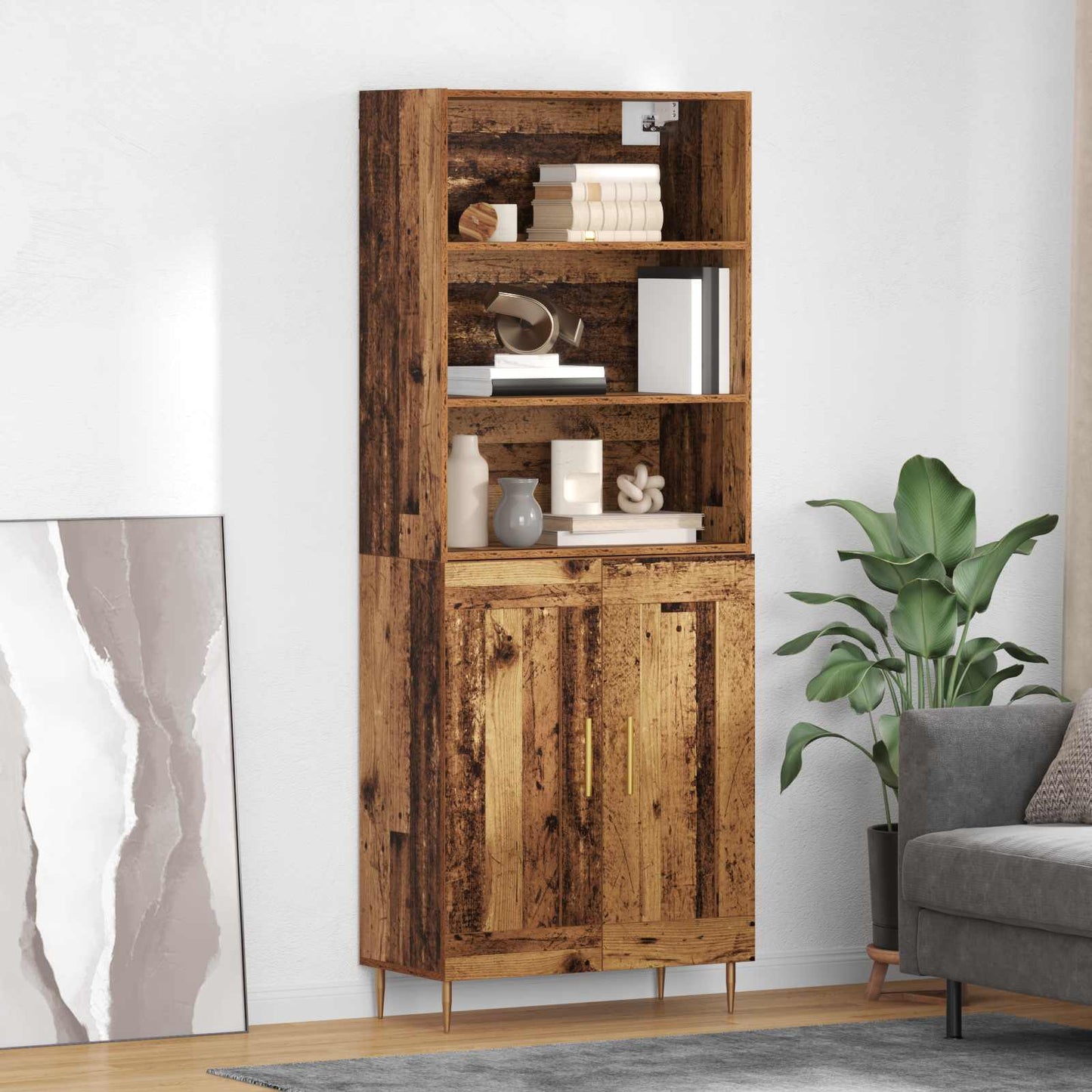 vidaXL Highboard Παλιό ξύλο 69,5 x 34 x 180 εκ. Επεξεργασμένο ξύλο