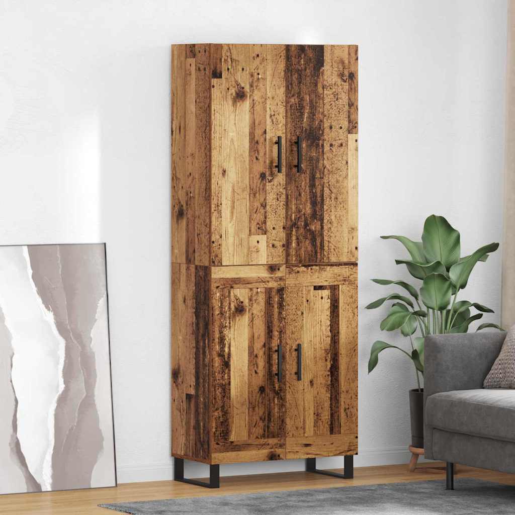 vidaXL Highboard 2 pcs Παλιό Ξύλο Σύνθετο Ξύλο και Γυαλί