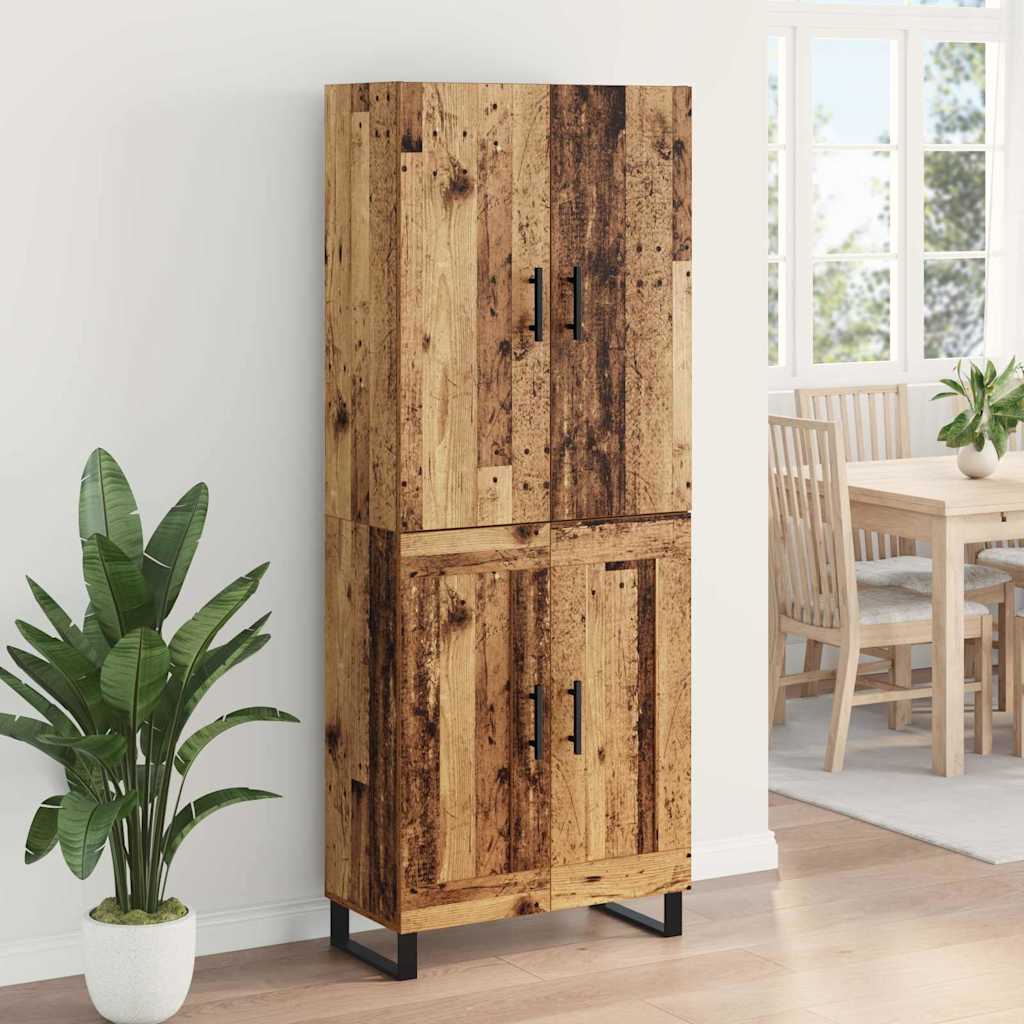 vidaXL Highboard 2 pcs Παλιό Ξύλο Σύνθετο Ξύλο και Γυαλί