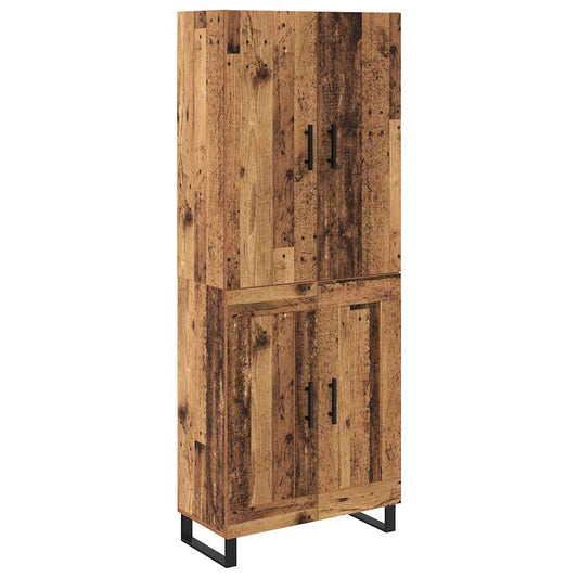vidaXL Highboard 2 pcs Παλιό Ξύλο Σύνθετο Ξύλο και Γυαλί