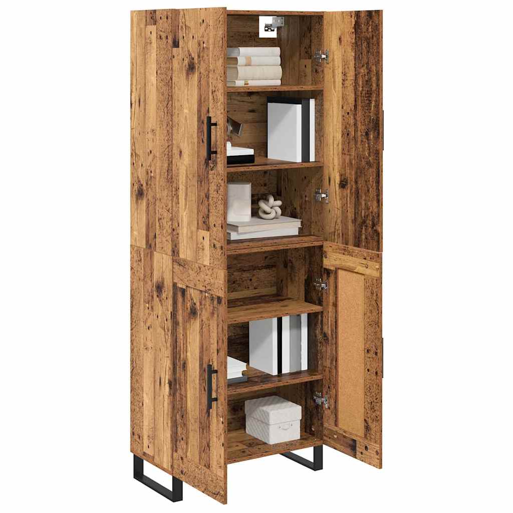vidaXL Highboard 2 pcs Παλιό Ξύλο Σύνθετο Ξύλο και Γυαλί