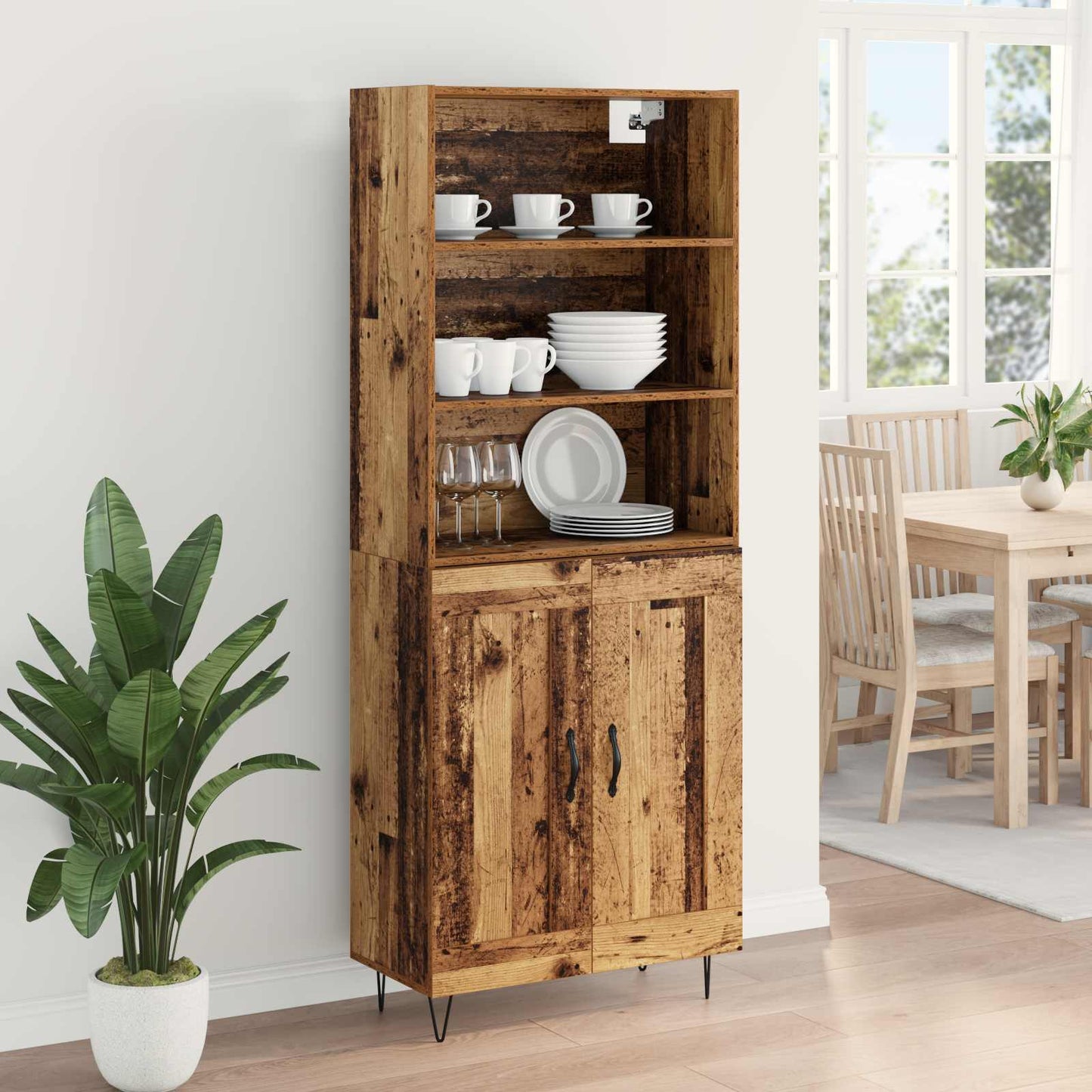 vidaXL Highboard 2 pcs Παλιό ξύλο Επεξεργασμένο ξύλο