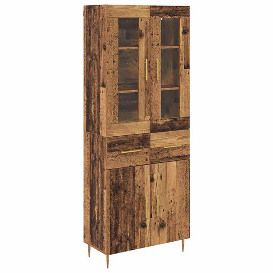 vidaXL Highboard με συρτάρι 2 pcs Παλιό ξύλο Επεξεργασμένο ξύλο