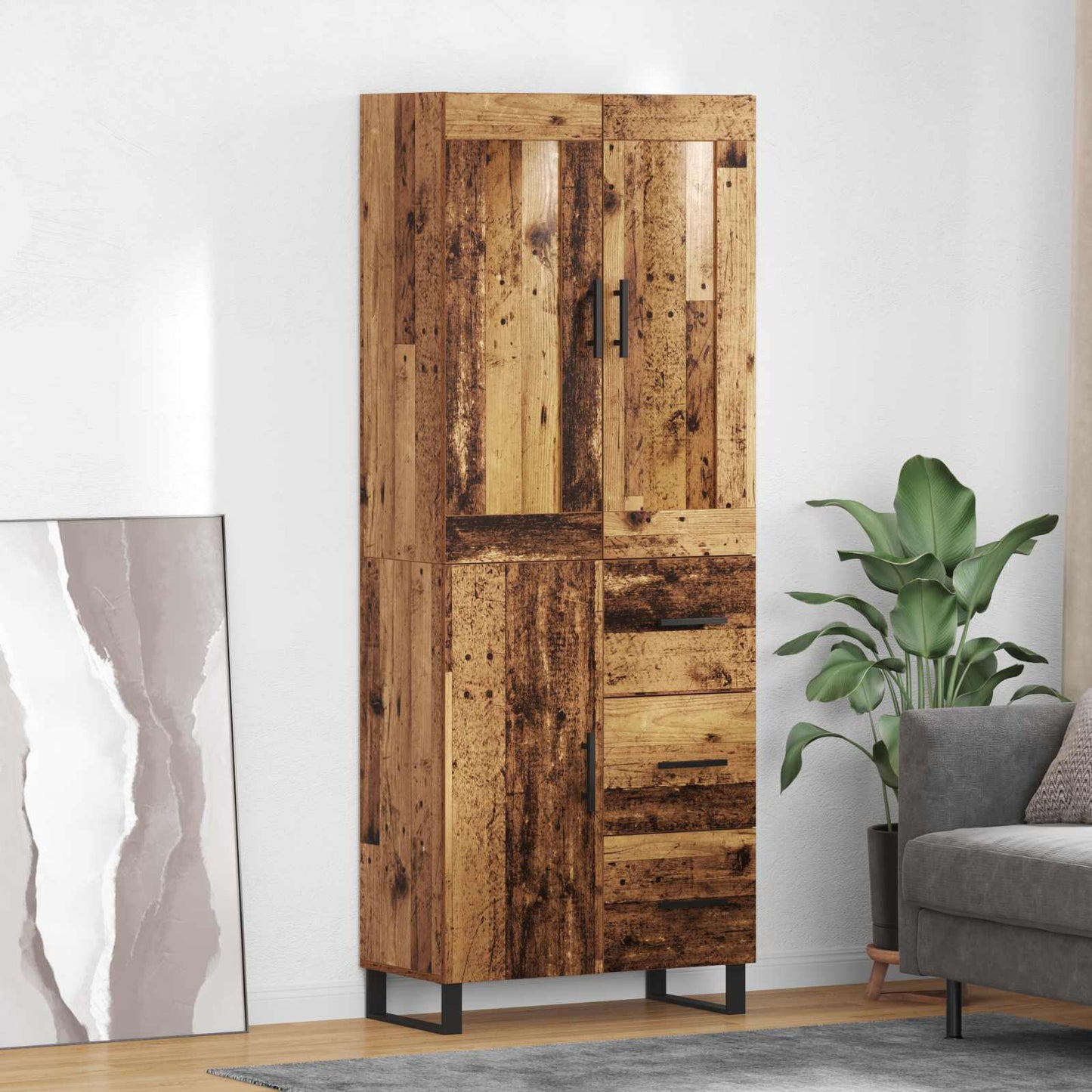 vidaXL Highboard Παλιό ξύλο 69,5 x 34 x 180 εκ. Επεξεργασμένο ξύλο