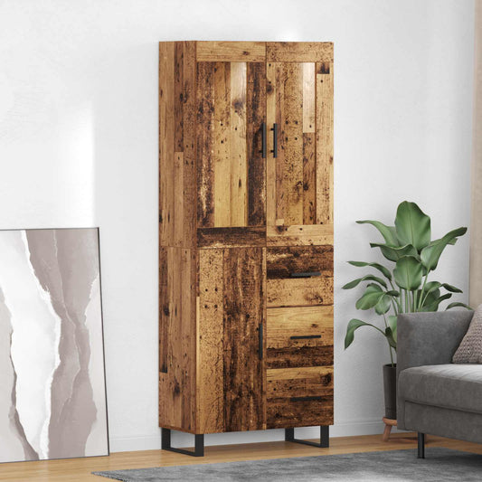 vidaXL Highboard Παλιό ξύλο 69,5 x 34 x 180 εκ. Επεξεργασμένο ξύλο