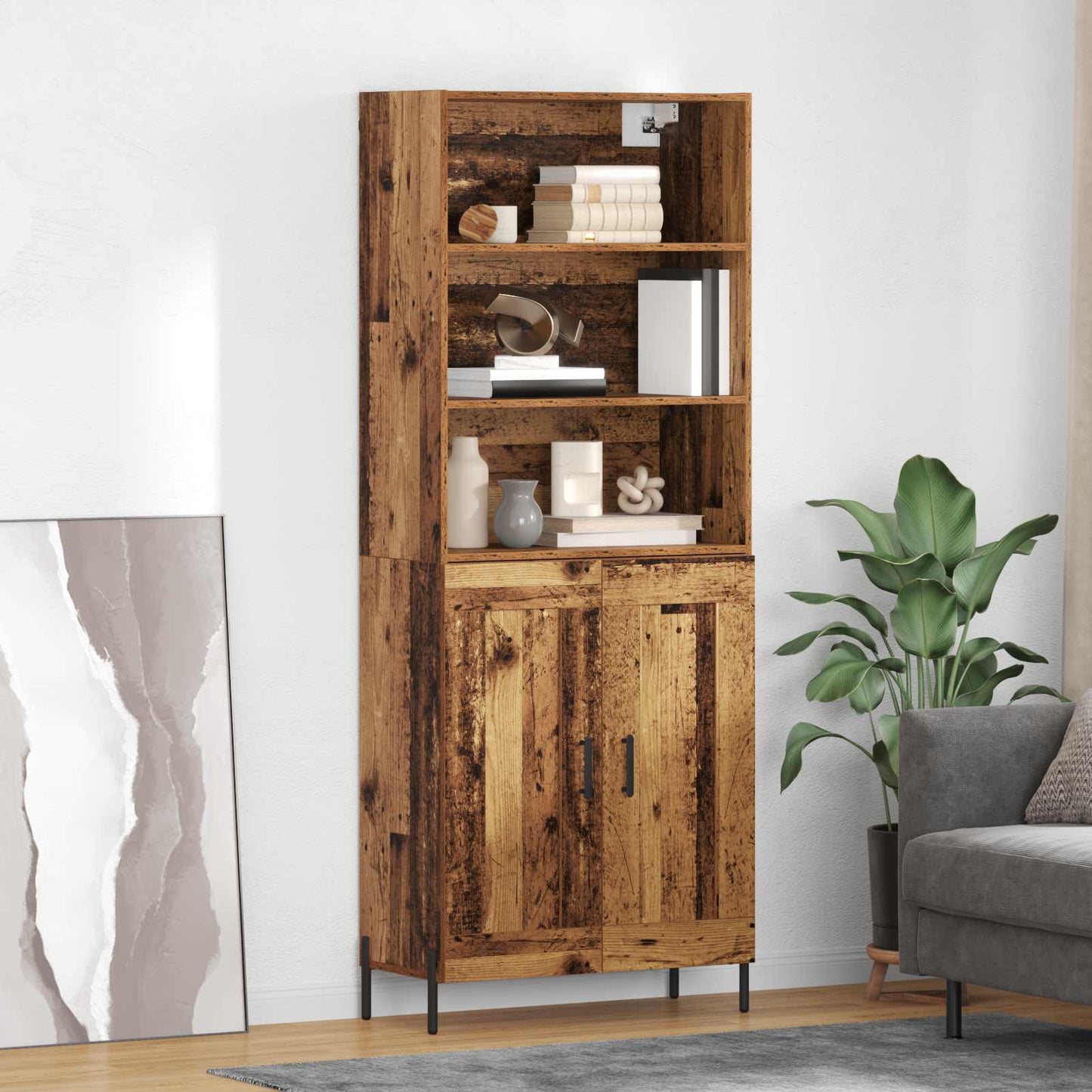 vidaXL Highboard Παλιό Ξύλο 69,5 x 32,5 x 180 εκ Επεξεργασμένο ξύλο