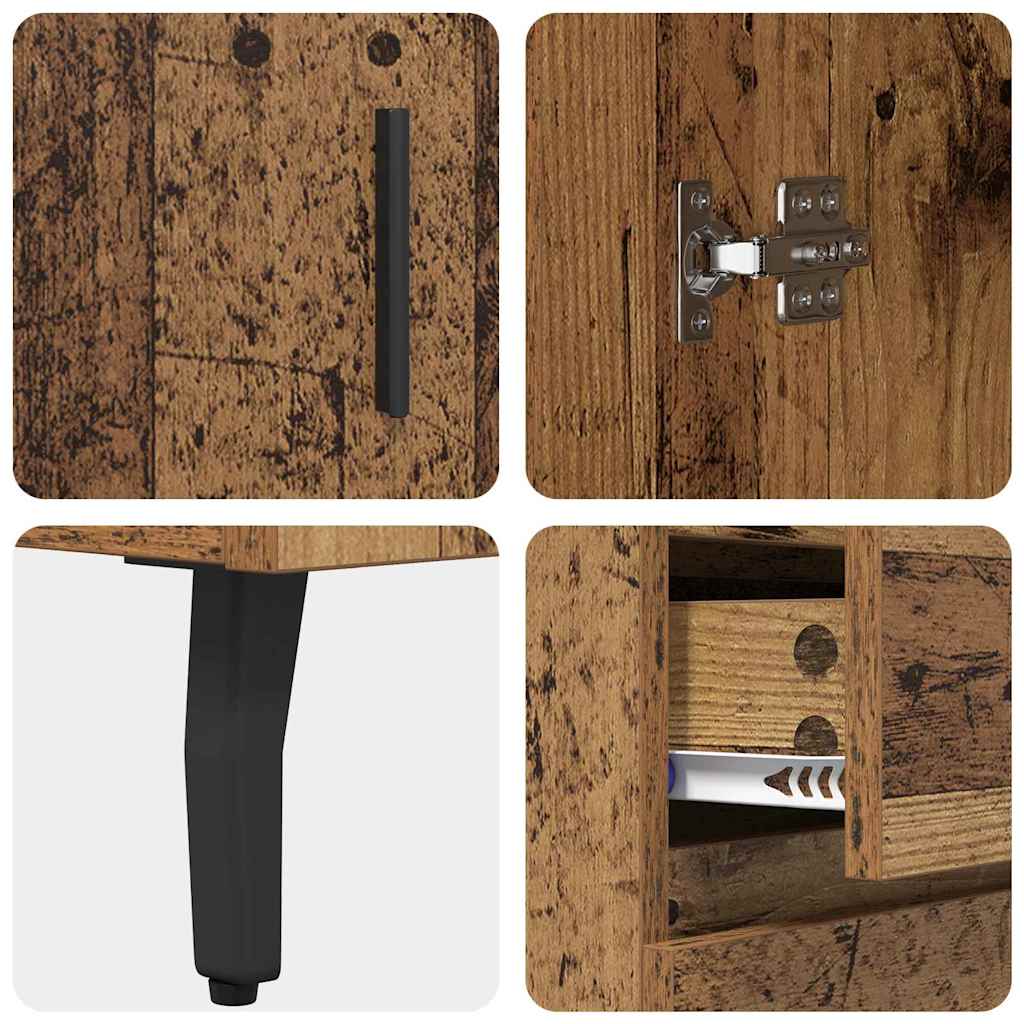 vidaXL Highboard με συρτάρι 2 pcs Παλιό Ξύλο Σύνθετο Ξύλο και Γυαλί