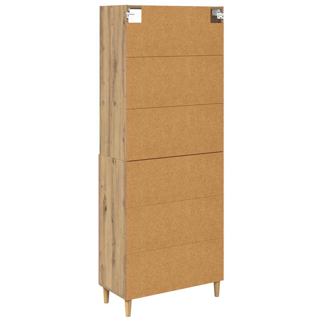 vidaXL Highboard artisan δρυς 69,5 x 34 x 180 εκ. Επεξεργασμένο ξύλο