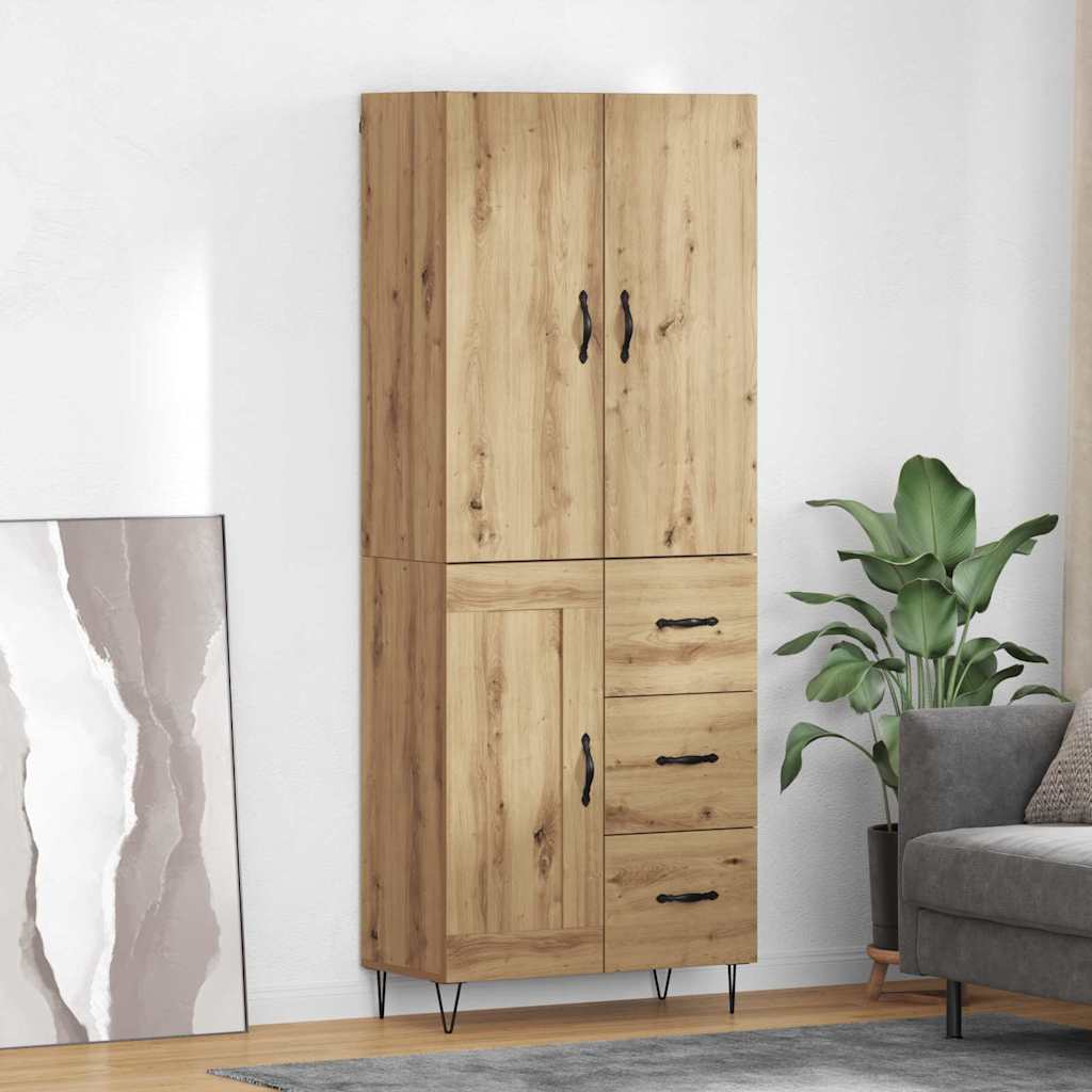 vidaXL Highboard 2 pcs Artisan Oak Μηχανική ξυλεία και γυαλί