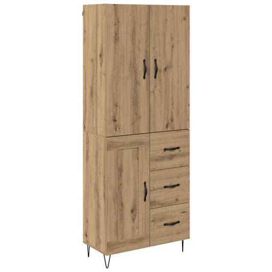 vidaXL Highboard 2 pcs Artisan Oak Μηχανική ξυλεία και γυαλί