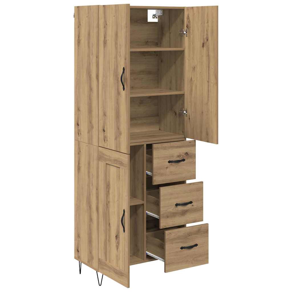 vidaXL Highboard 2 pcs Artisan Oak Μηχανική ξυλεία και γυαλί