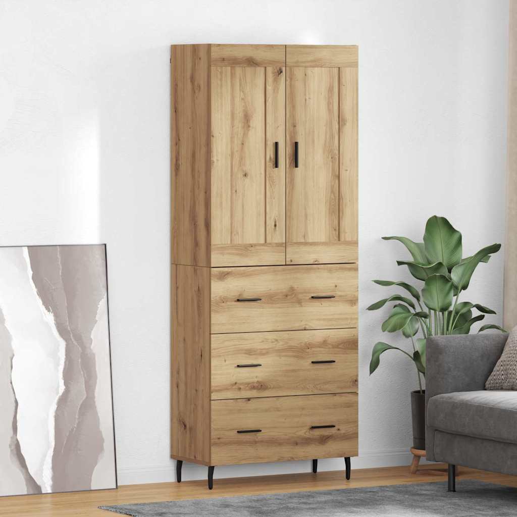 vidaXL Highboard με συρτάρι 2 pcs Artisan Oak Σύνθετο Ξύλο και Γυαλί