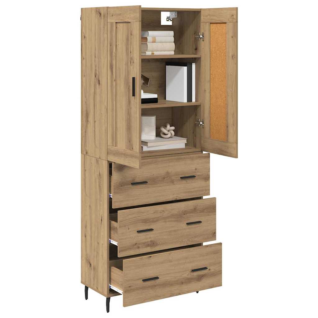 vidaXL Highboard με συρτάρι 2 pcs Artisan Oak Σύνθετο Ξύλο και Γυαλί